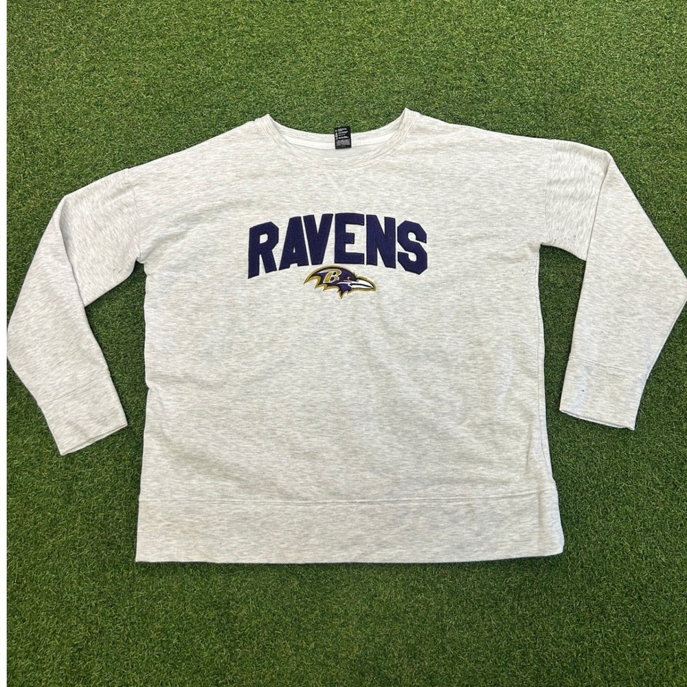 NFL Team Apparel Baltimore Ravens Womens Sleepwear Sweatshirt Gray Large